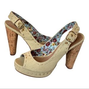 ✔️New, Envy, Sunshine, Canvas PeepToe Heels